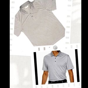 Grandslam Performance Golf Shirt  Polo Striped Gray Men's Sz Lg Short Sleeve EUC